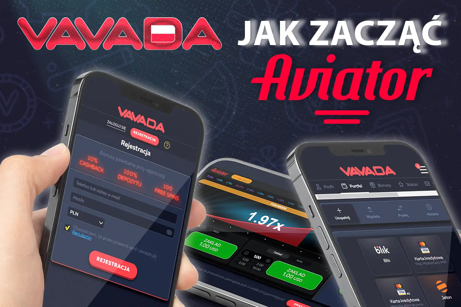 Zarejestruj się w kasynie Vavada, złóż depozyt i zacznij grać w Aviator